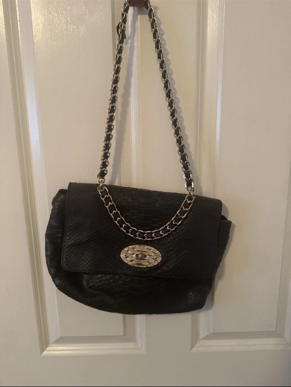 Mulberry Black Textured Shoulder Bag with Chain Handle